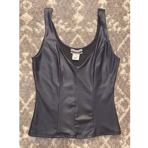Black/Faux Leather Top